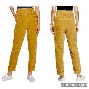 Wild Fable Mustard Yellow Corduroy Cuffed Tapered Leg Pants w/belt Size 2